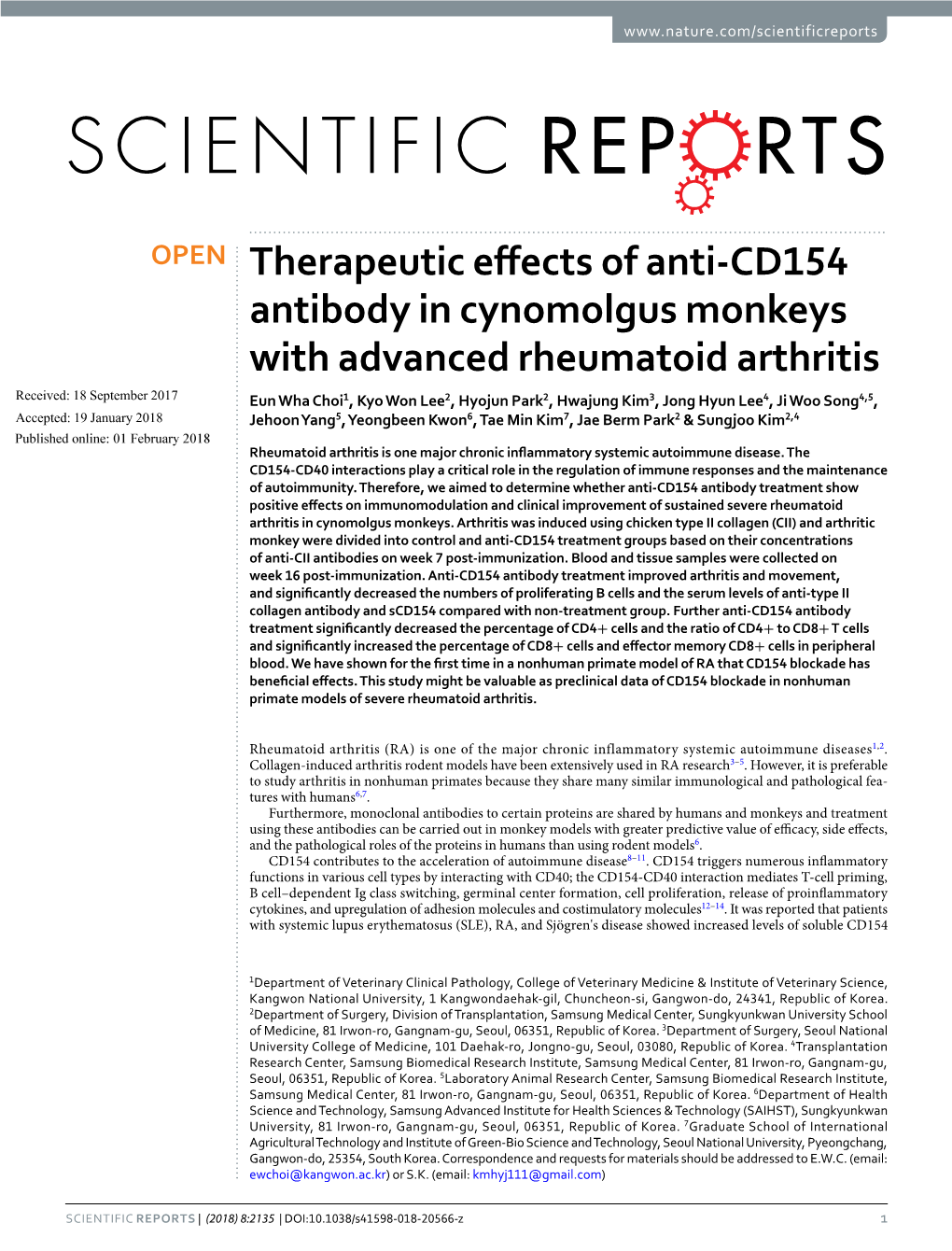 Therapeutic Effects of Anti-CD154 Antibody in Cynomolgus Monkeys
