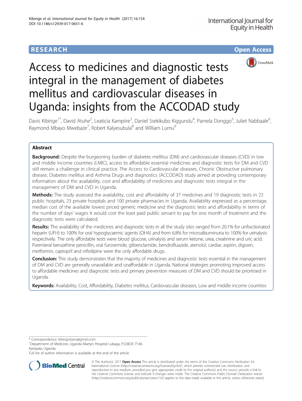 Access to Medicines and Diagnostic Tests Integral in the Management Of
