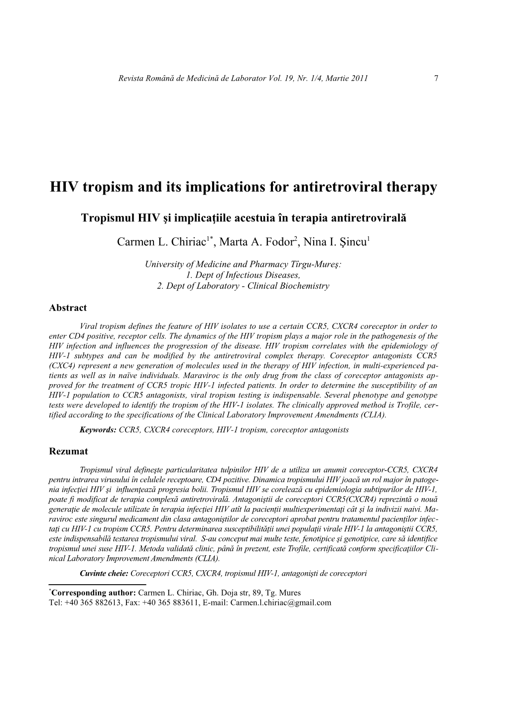 HIV Tropism and Its Implications for Antiretroviral Therapy