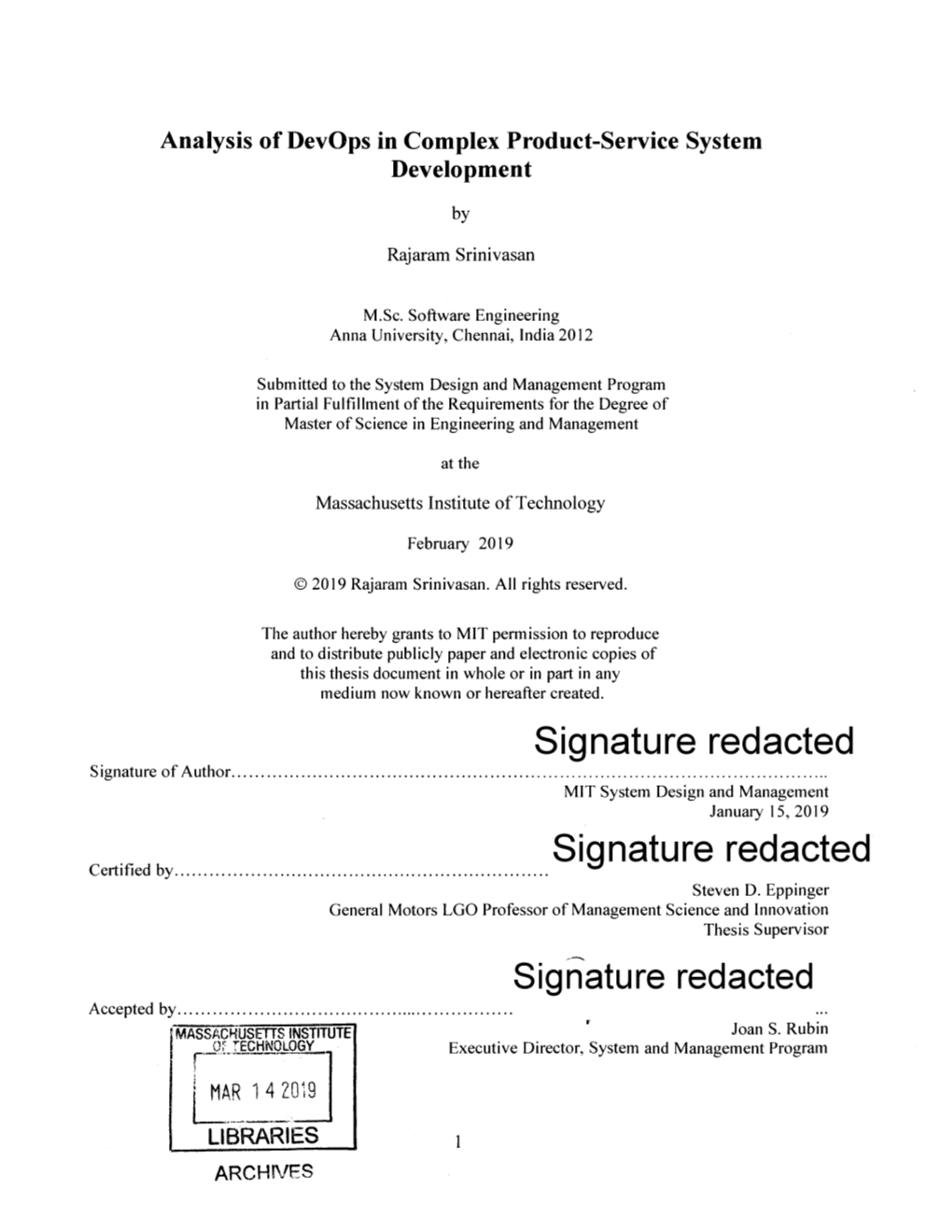 Redacted Signature of Author