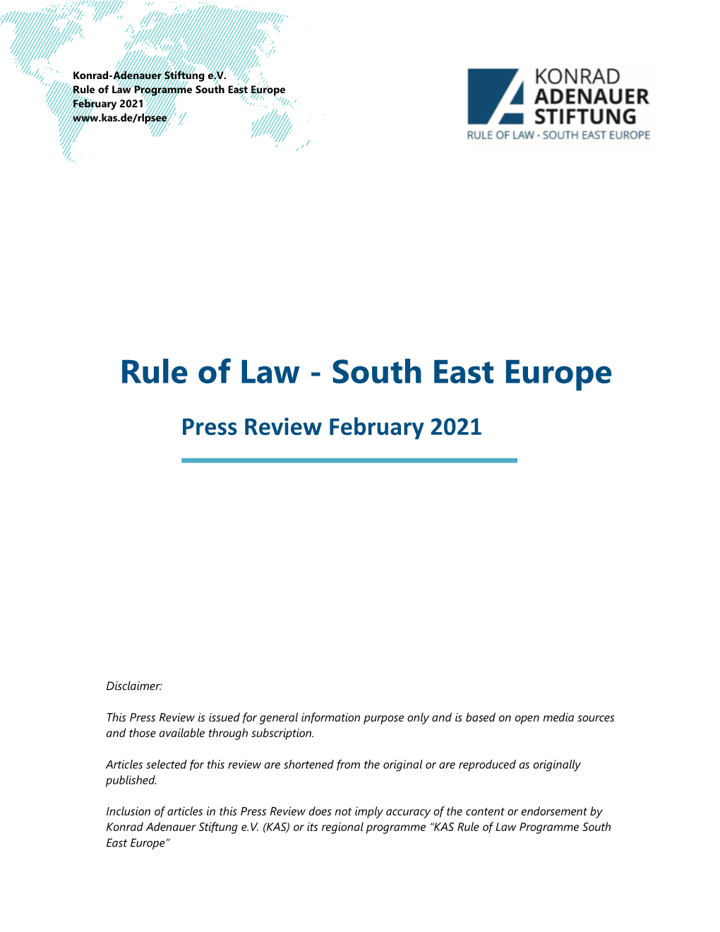 Rule of Law Programme South East Europe February 2021