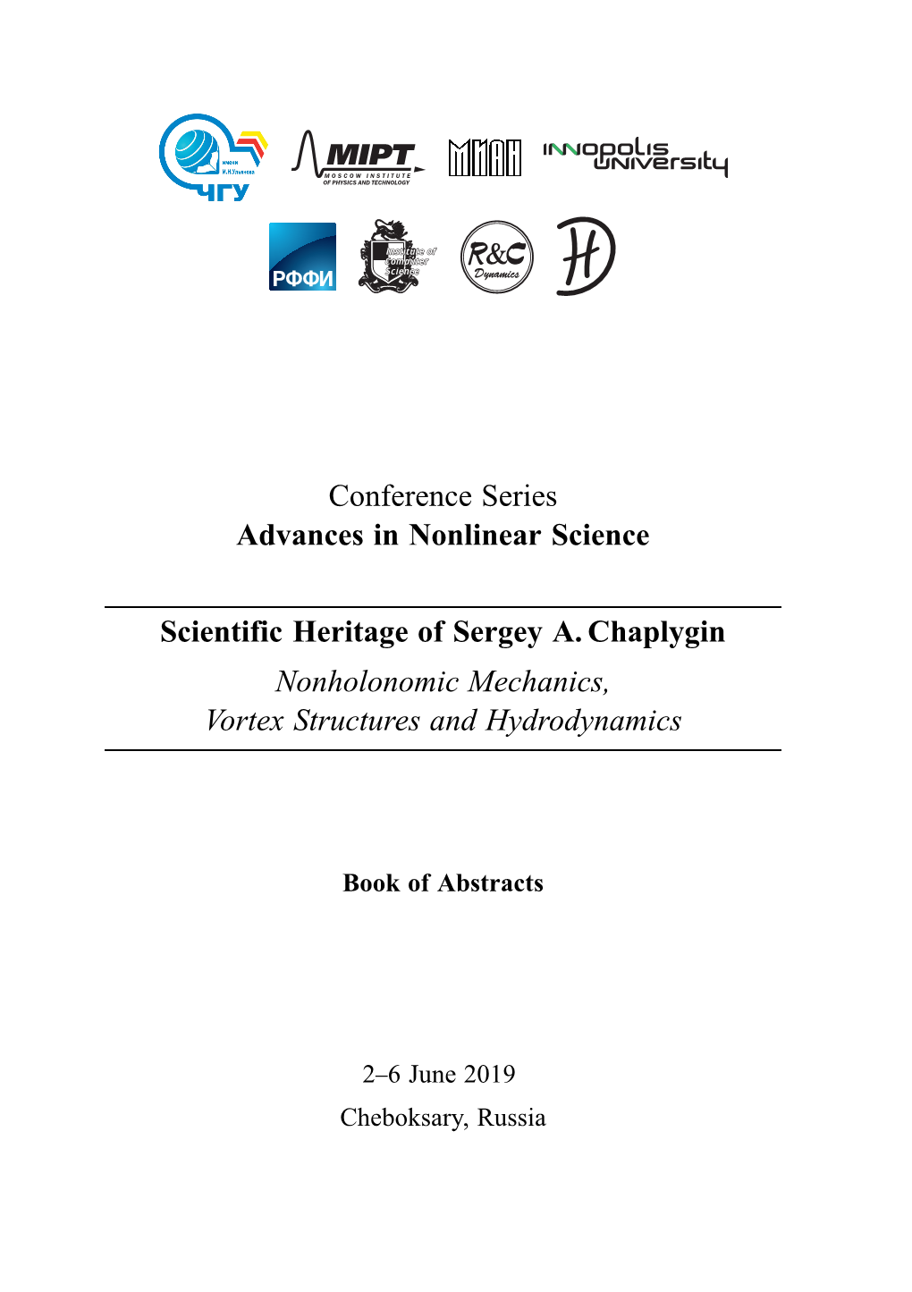 Conference Series Advances in Nonlinear Science Scientific