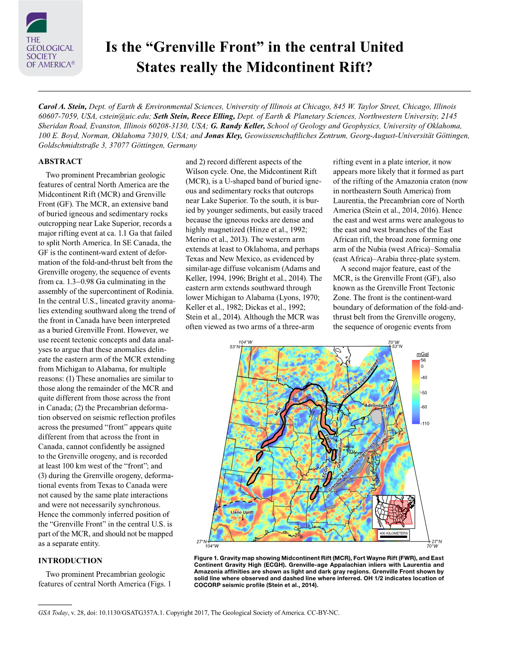 Grenville Front” in the Central United States Really the Midcontinent Rift?