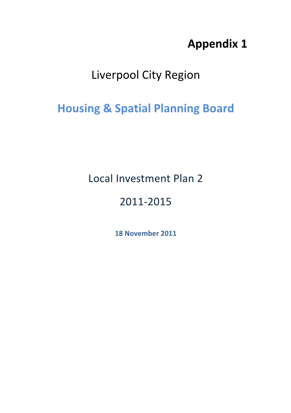 Appendix 1 Liverpool City Region Housing & Spatial Planning Board