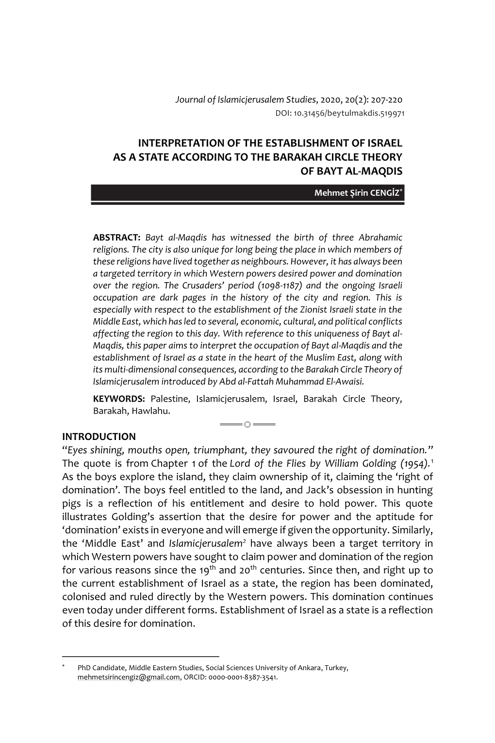 Interpretation of the Establishment of Israel As A