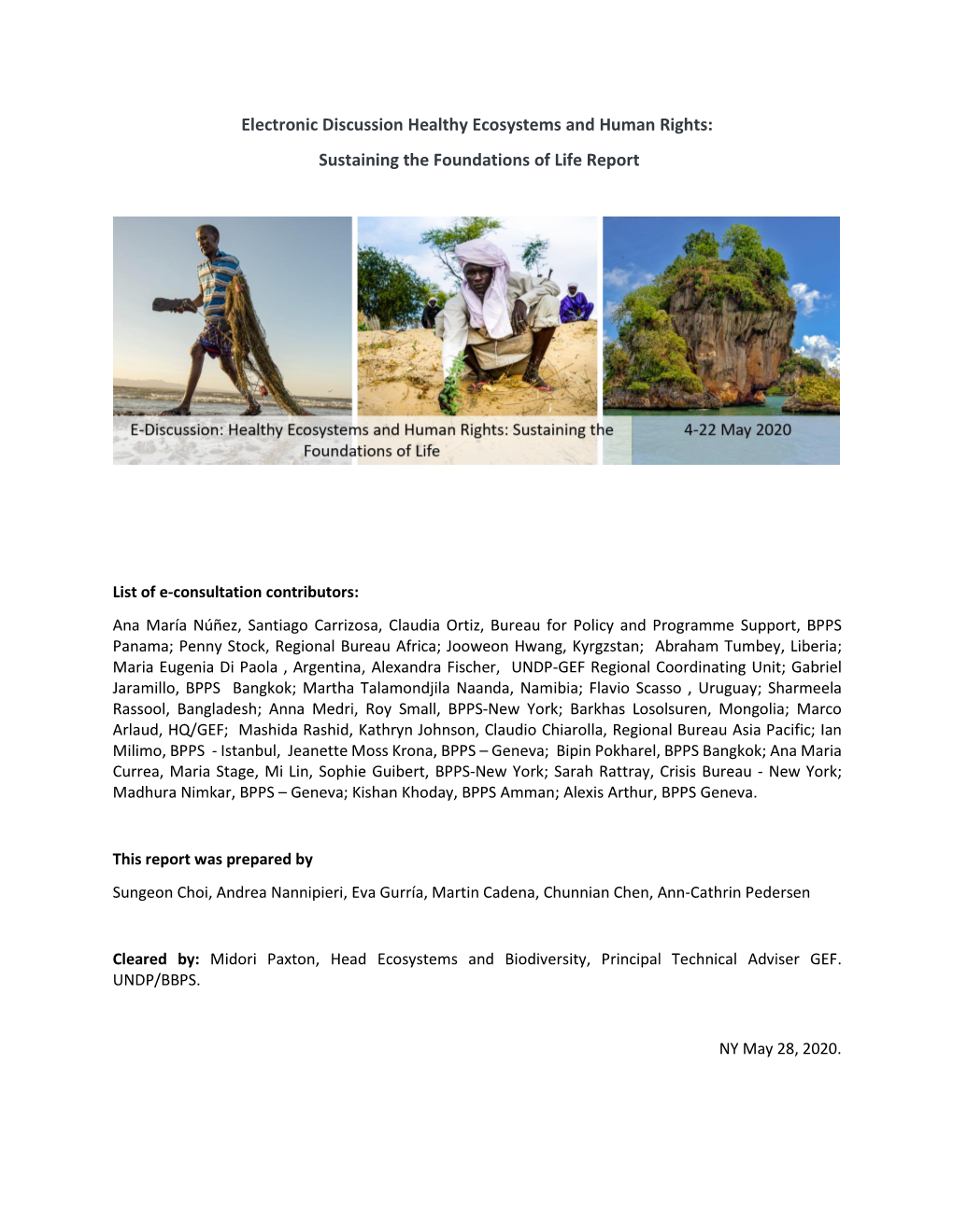 Electronic Discussion Healthy Ecosystems and Human Rights: Sustaining the Foundations of Life Report