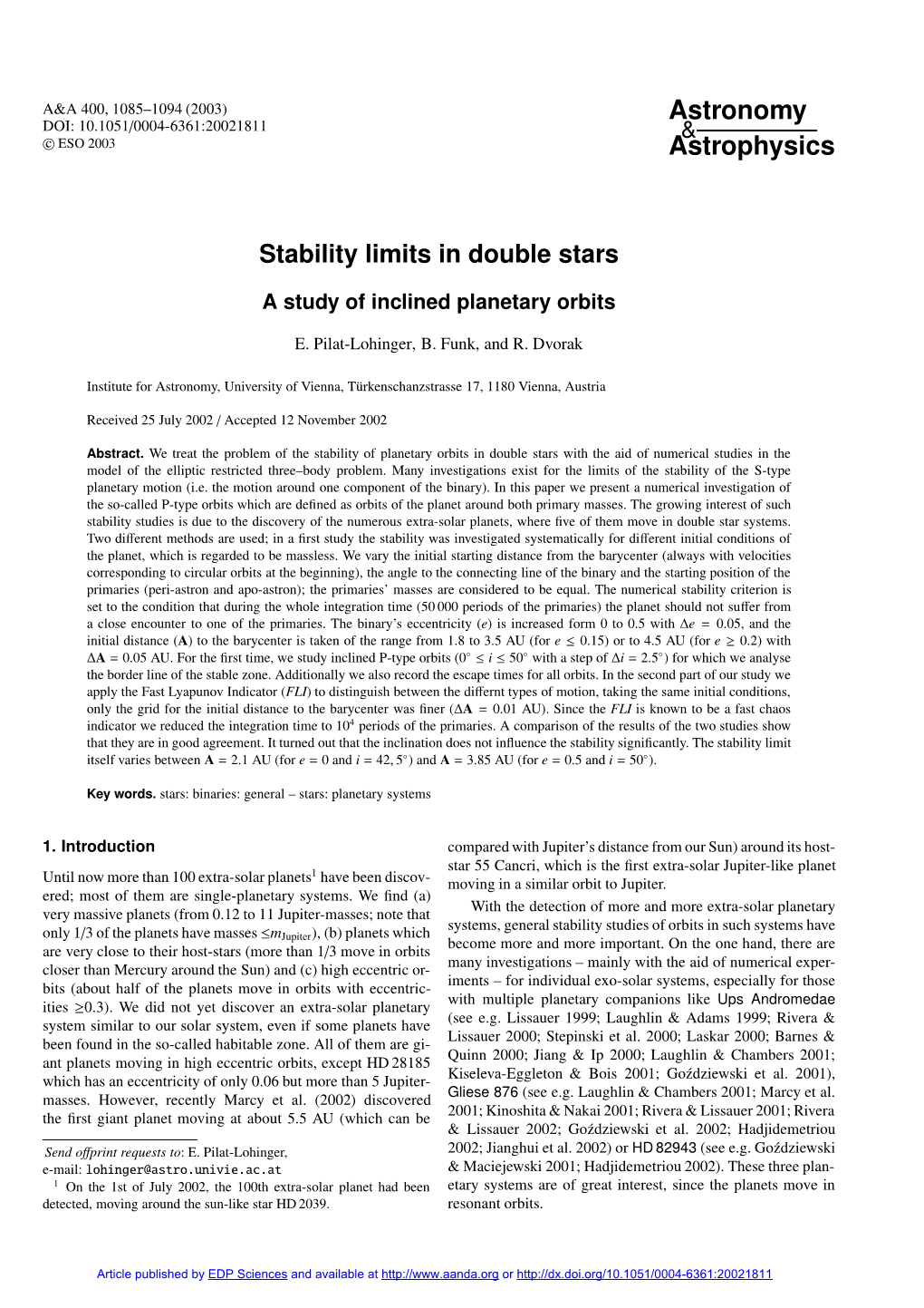 Stability Limits in Double Stars