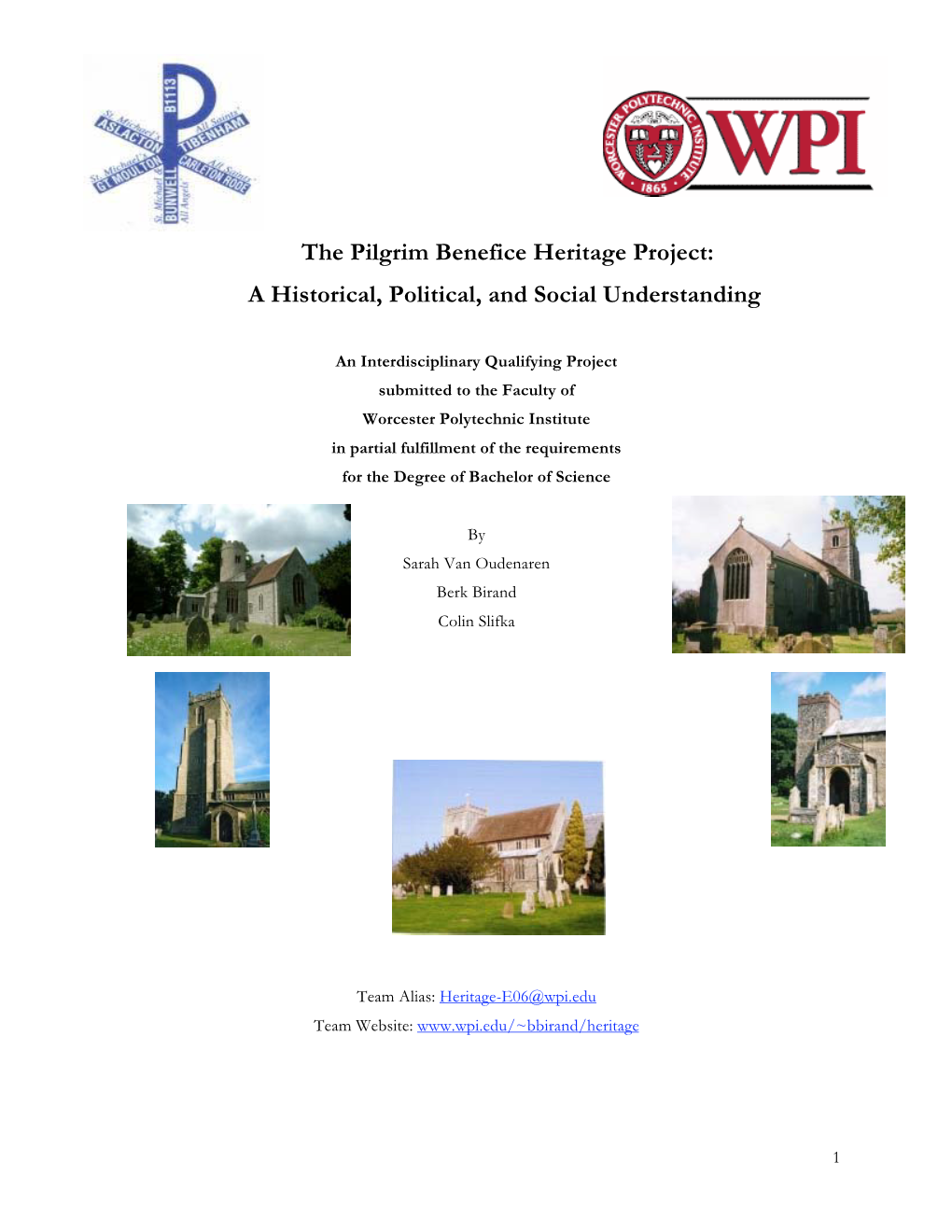 The Pilgrim Benefice Heritage Project: a Historical, Political, and Social Understanding