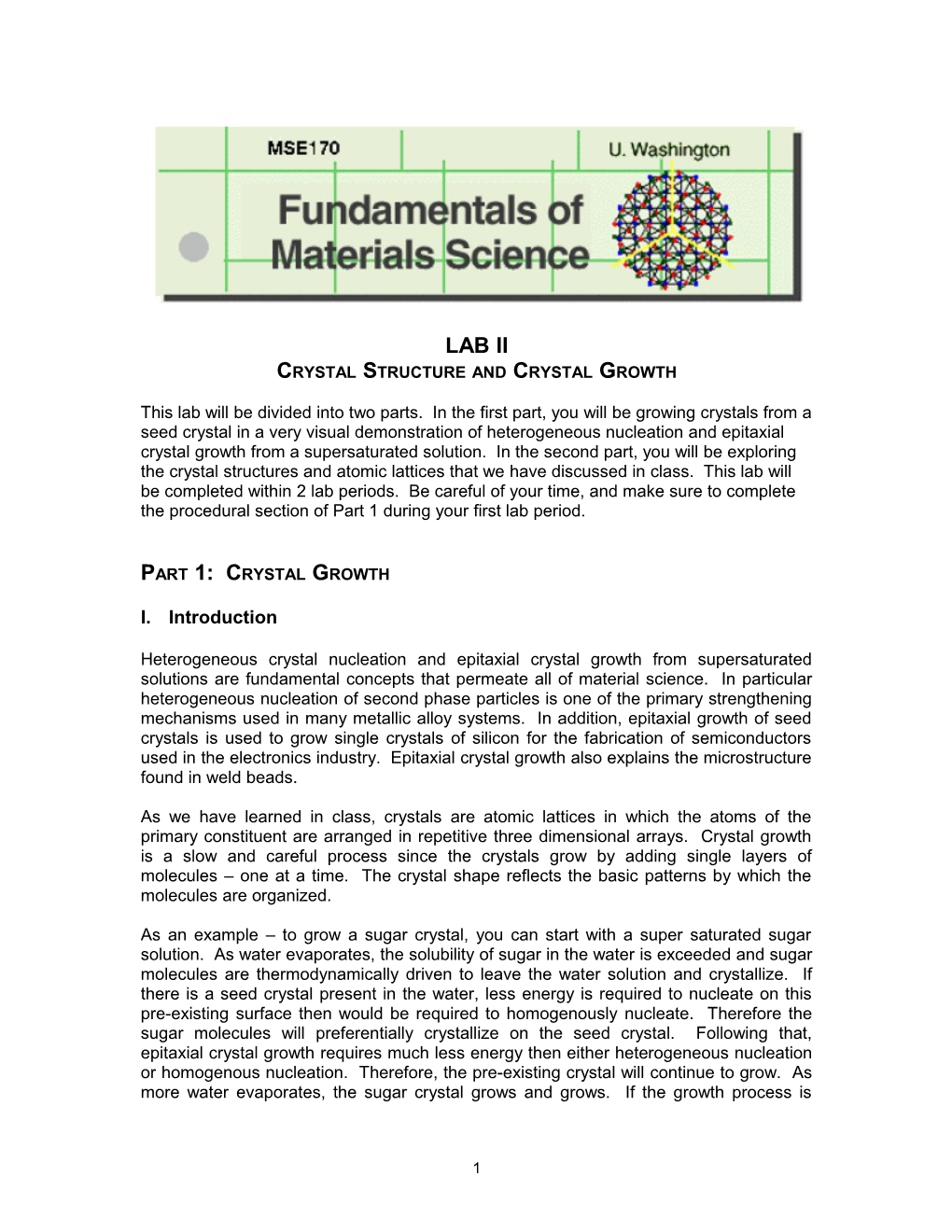 Crystal Structure and Crystal Growth