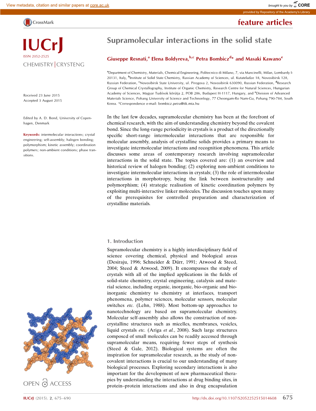 Supramolecular Interactions in the Solid State