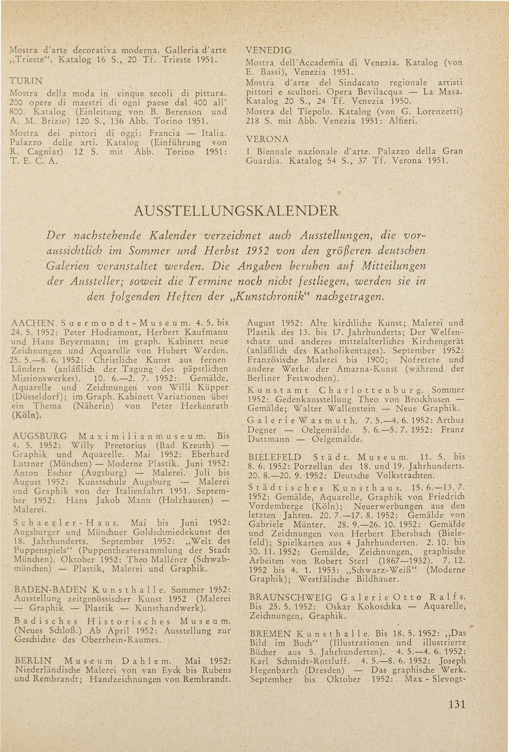 Ausstellungskalender