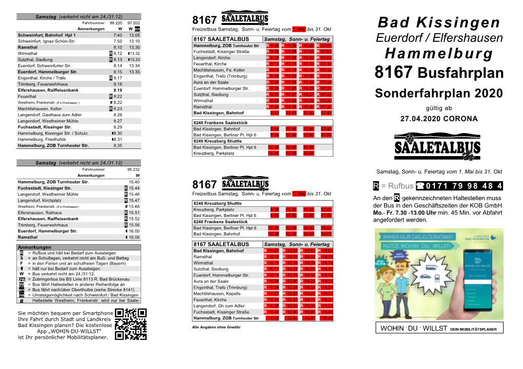 Bad Kissingen Hammelburg 8167 Busfahrplan