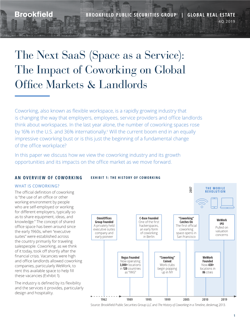 The Next Saas (Space As a Service): the Impact of Coworking on Global Office Markets & Landlords