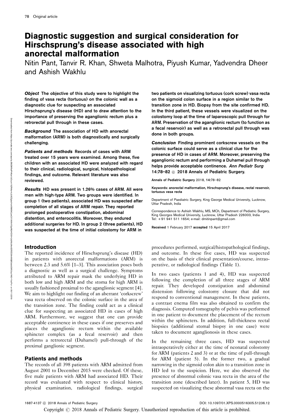 Diagnostic Suggestion and Surgical Consideration for Hirschsprung's