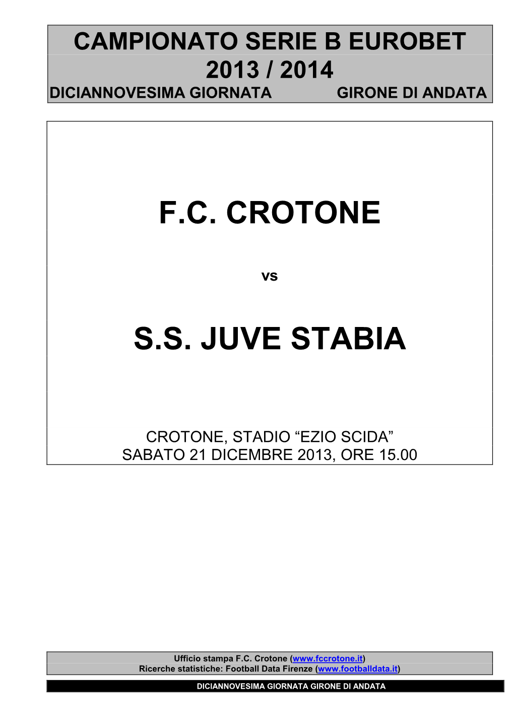 Crotone-Juve Stabia
