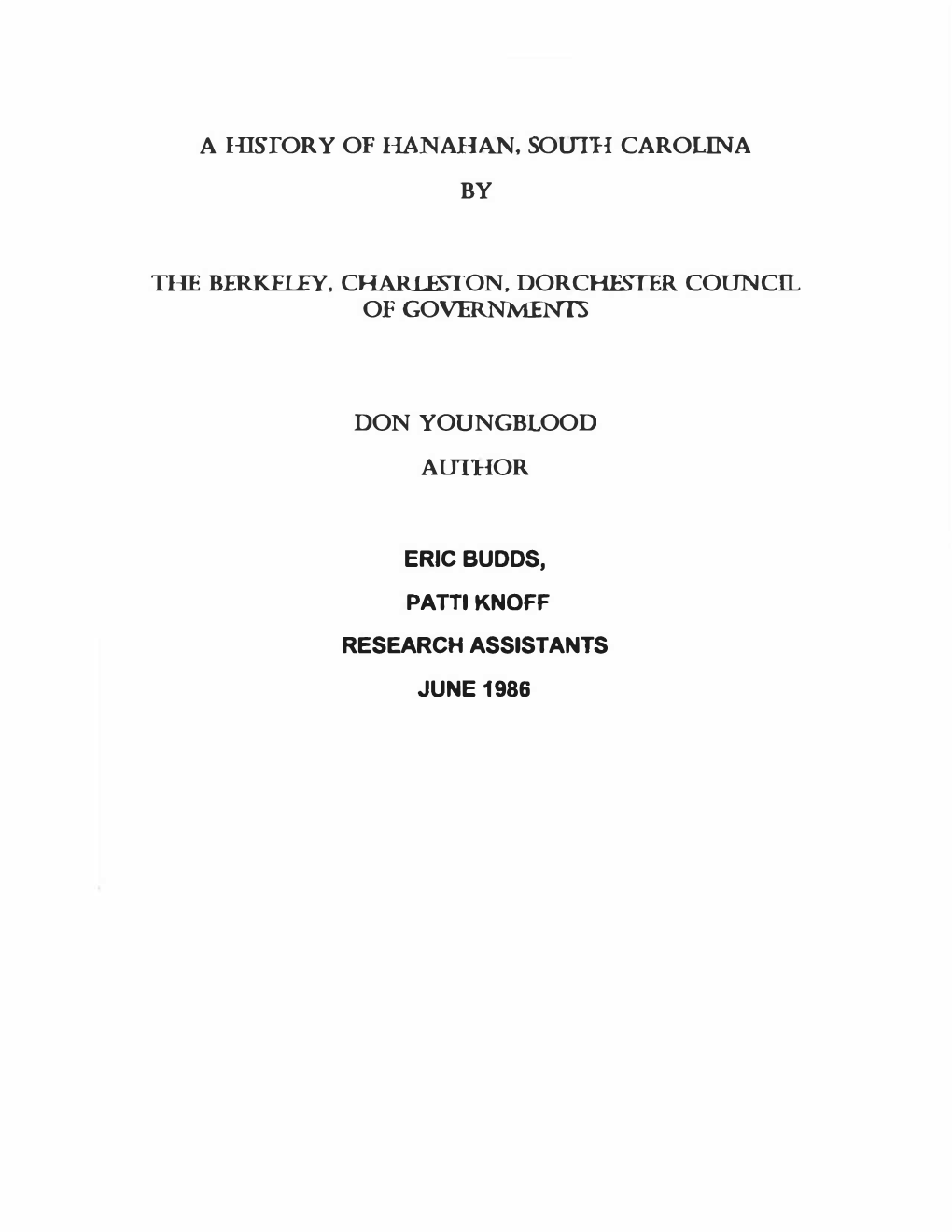 A History of Hanahan, South Carolina