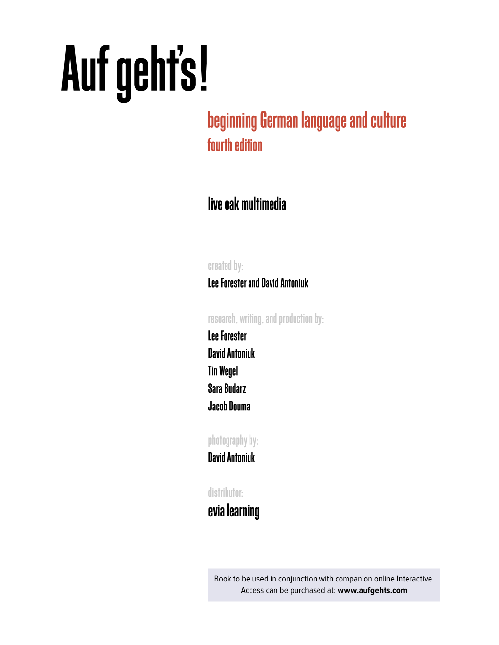 Beginning German Language and Culture Fourth Edition