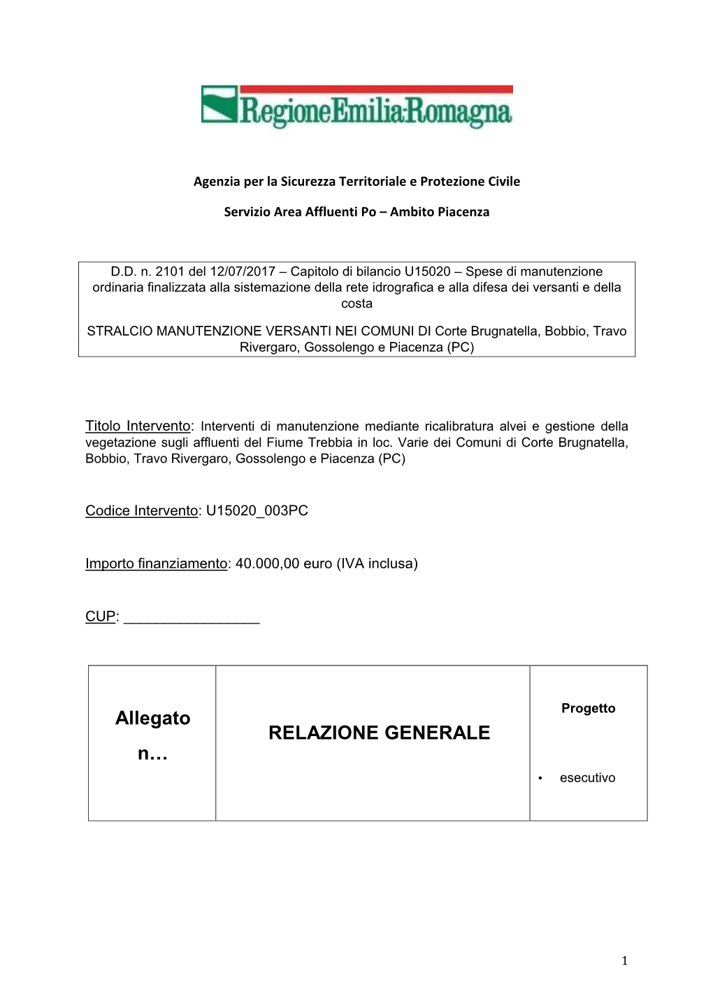 RELAZIONE GENERALE N… • Esecutivo