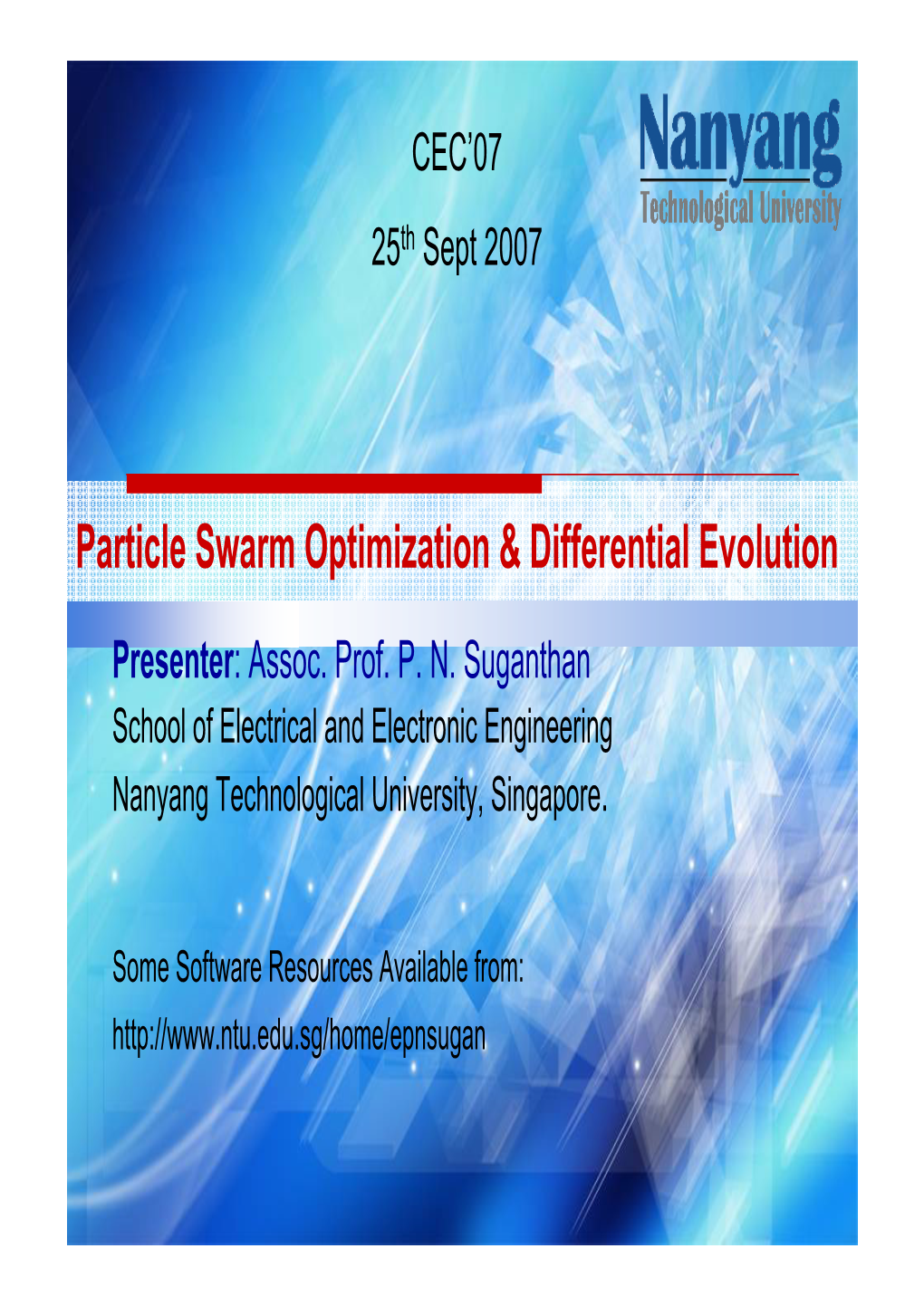 Particle Swarm Optimization & Differential Evolution
