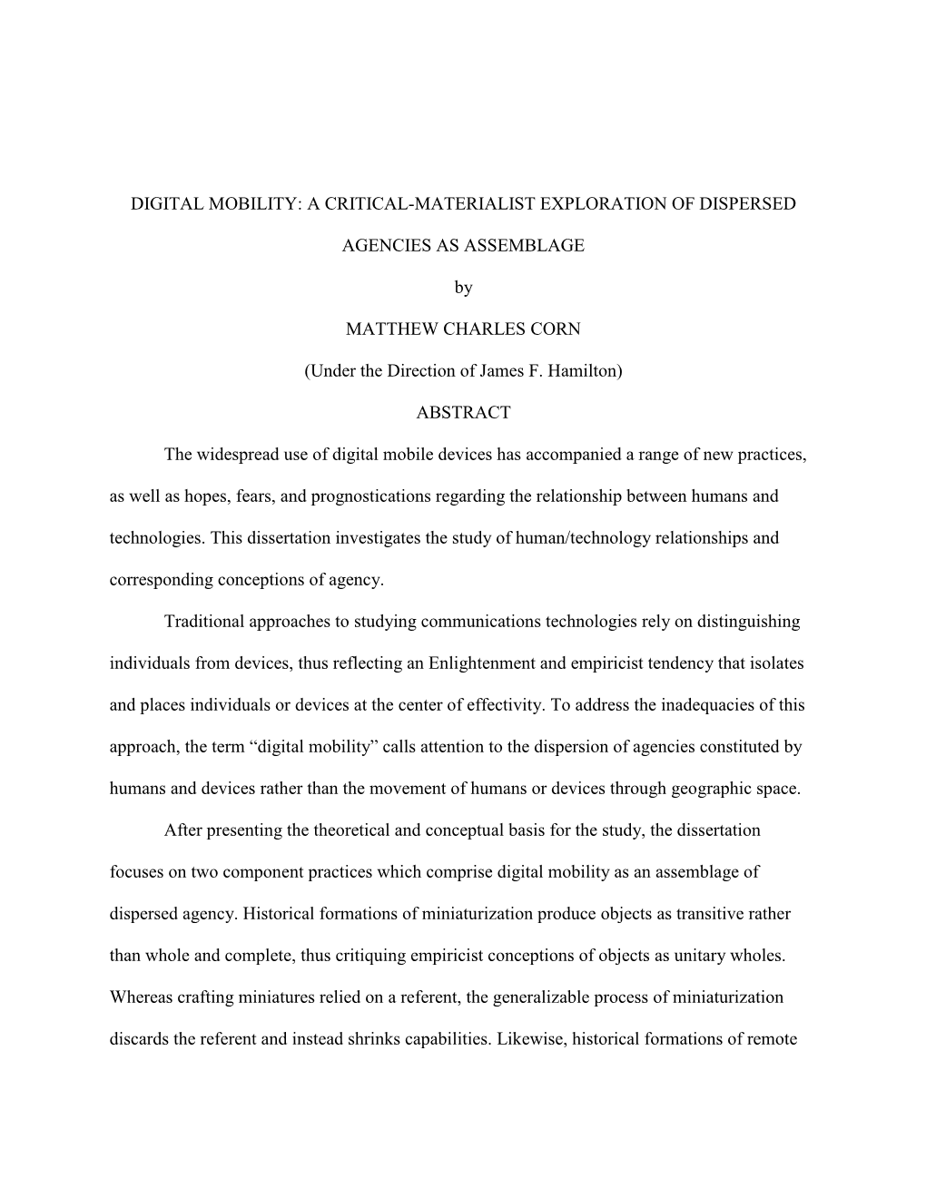 Digital Mobility: a Critical-Materialist Exploration of Dispersed