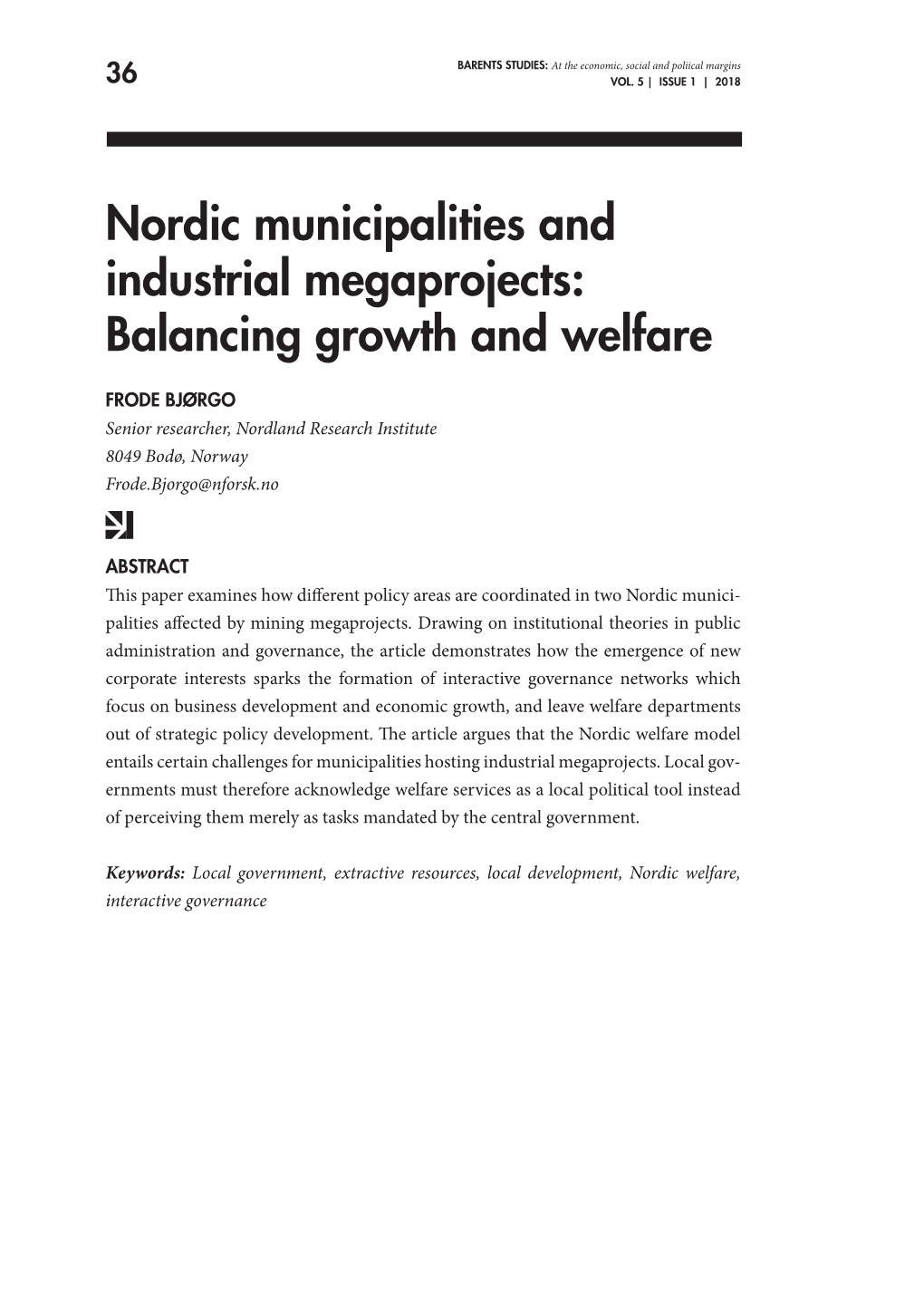 Nordic Municipalities and Industrial Megaprojects: Balancing Growth and Welfare