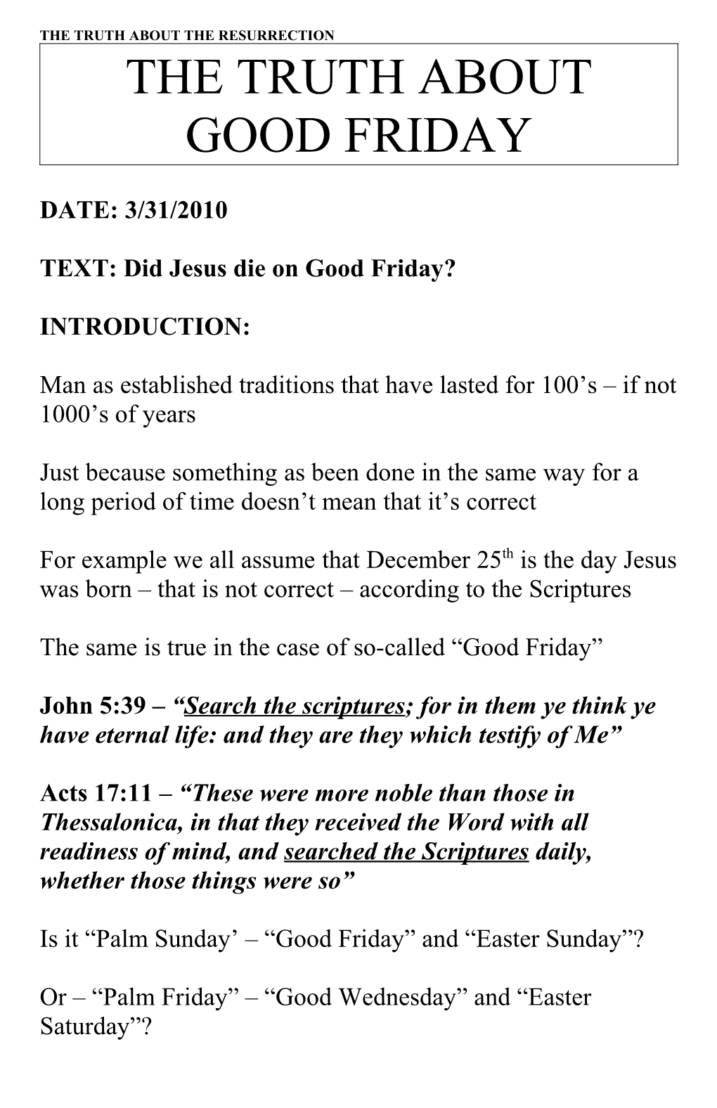 The Truth About Good Friday