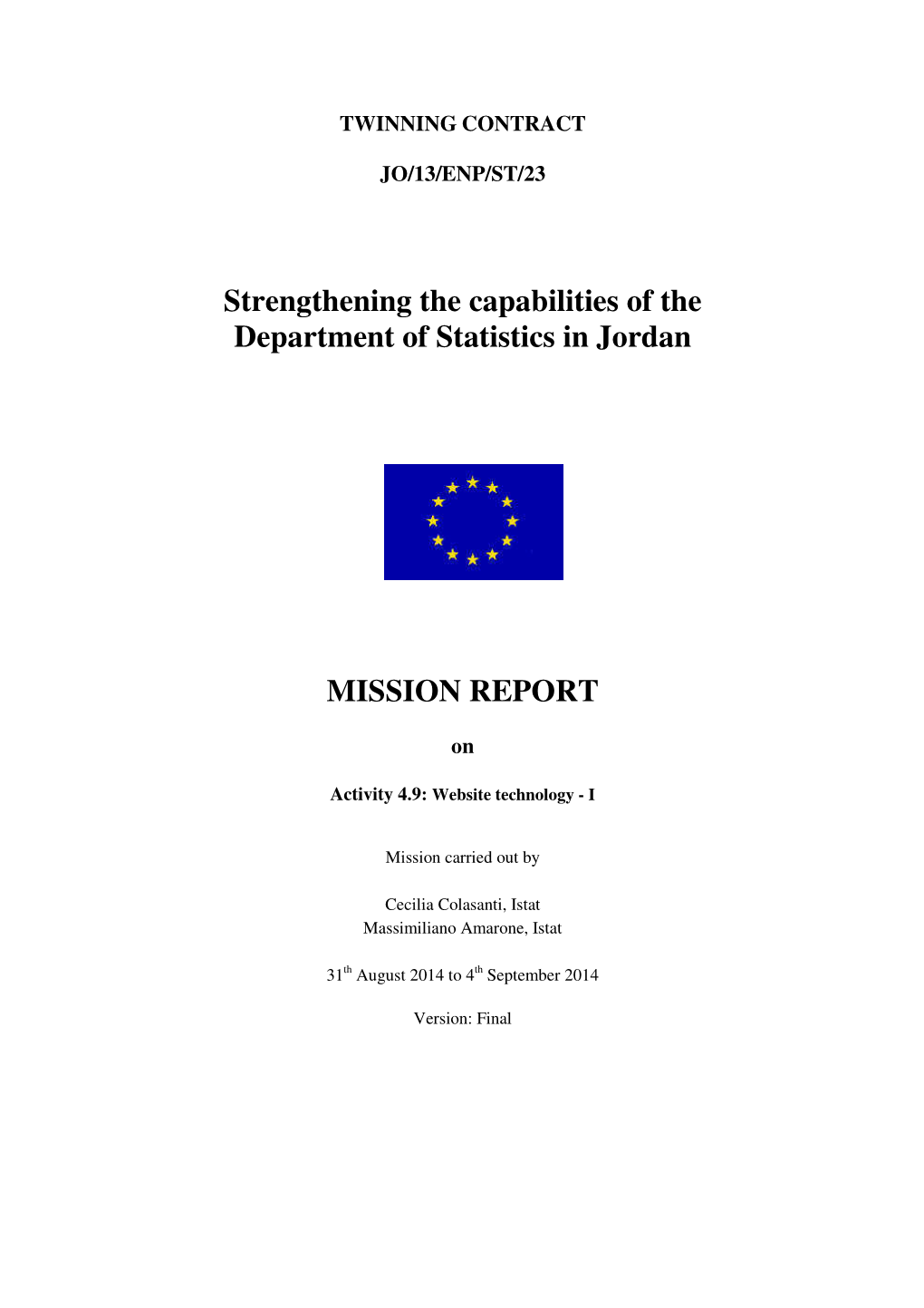 Strengthening the Capabilities of the Department of Statistics in Jordan