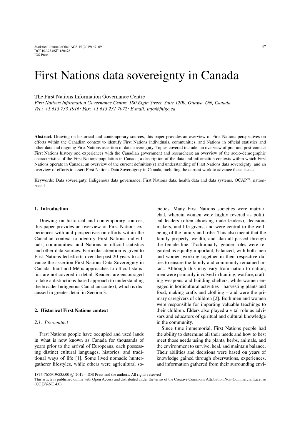 First Nations Data Sovereignty in Canada