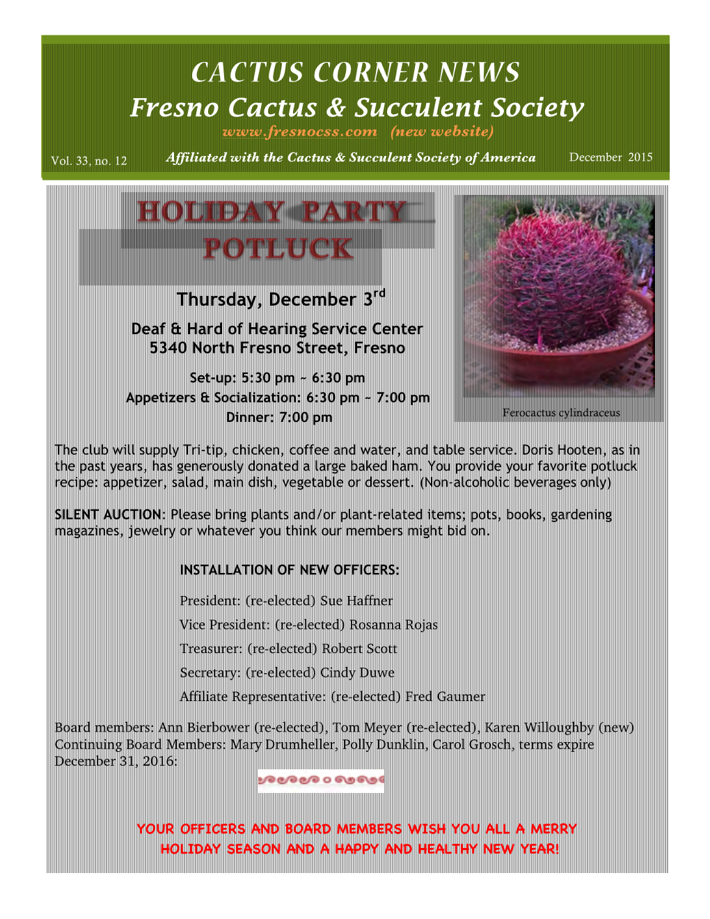 CACTUS CORNER NEWS Fresno Cactus & Succulent Society (New Website)