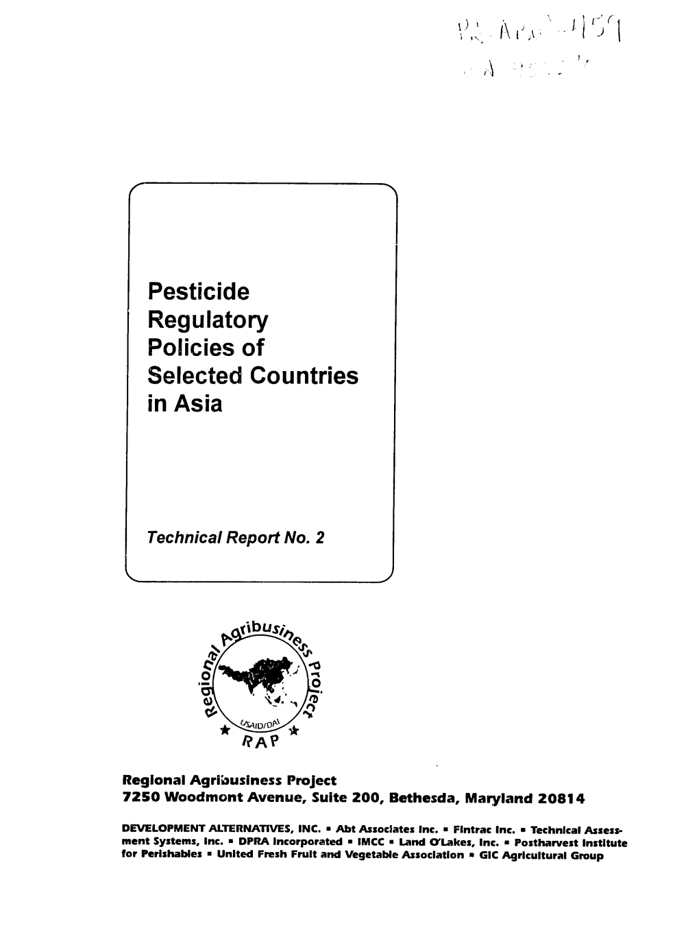 Pesticide Regulatory Policies of Selected Countries in Asia