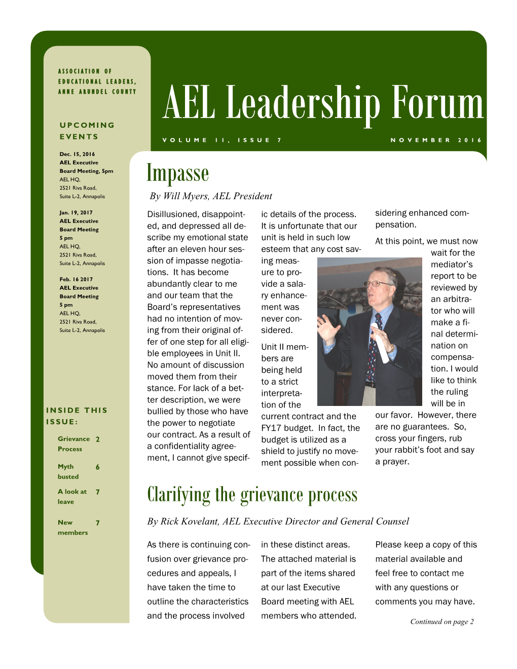 AEL Leadership Forum U P C O M I N G