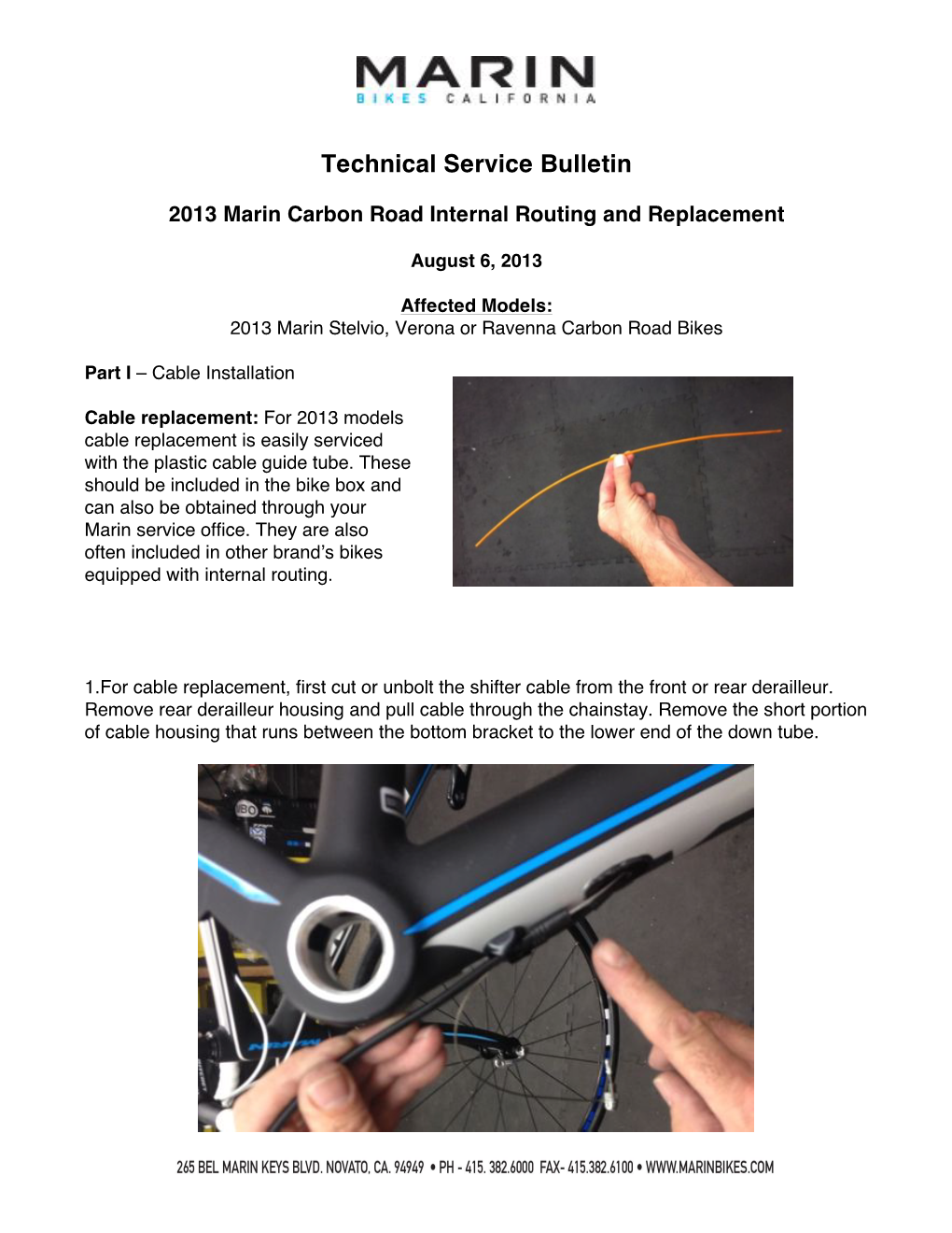 2013 Carbon Road Bike Cable Replacement