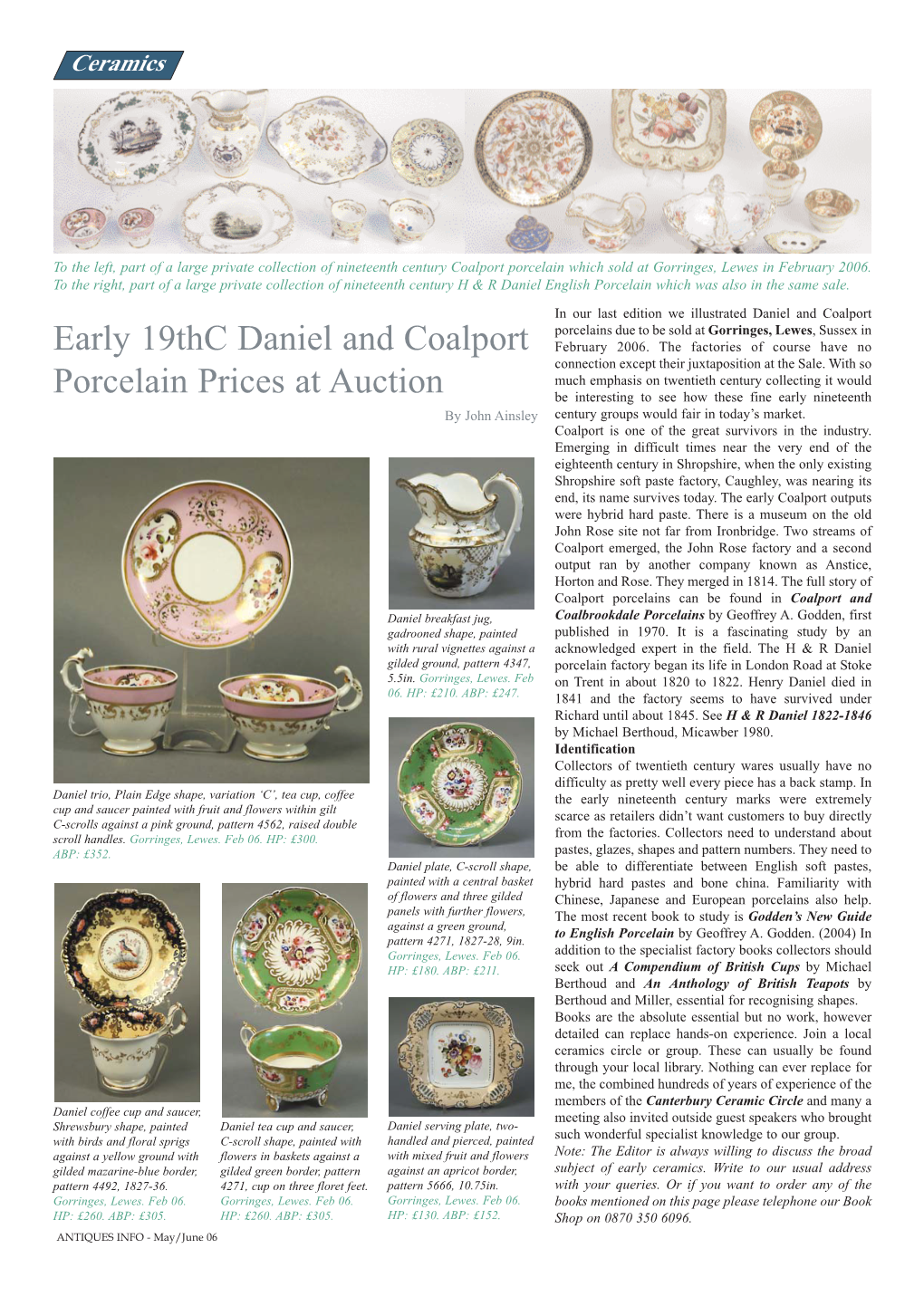 Early 19Thc Daniel and Coalport Porcelain Prices at Auction