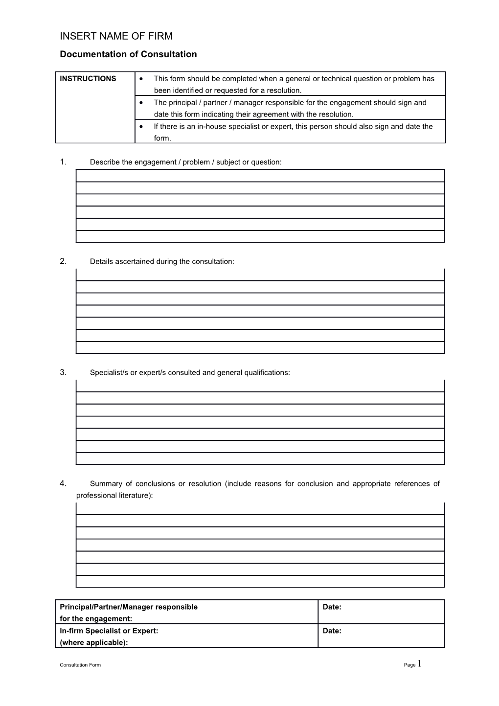 Documentation of Consultation