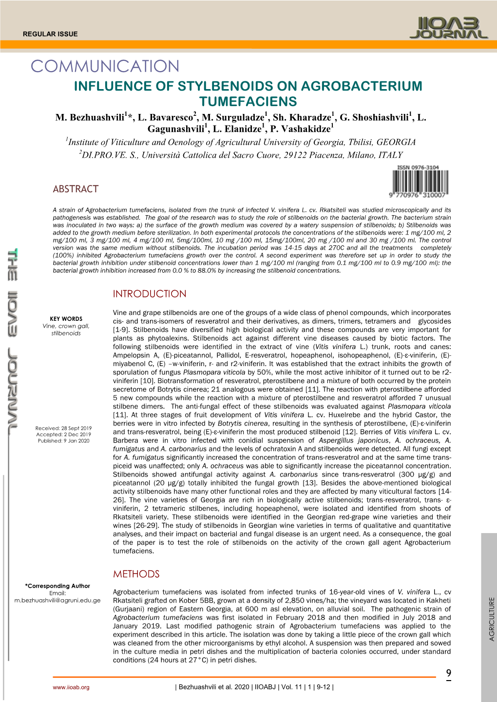 Communication Influence of Stylbenoids on Agrobacterium Tumefaciens M