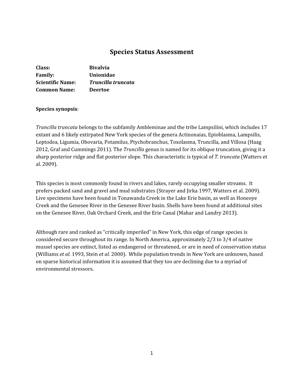 Species Assessment for Deertoe