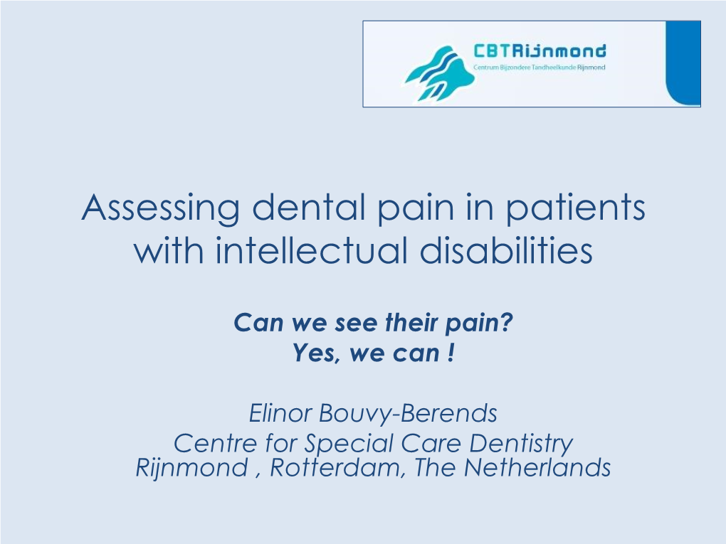 Assessing Dental Pain in Patients with Intellectual Disabilities