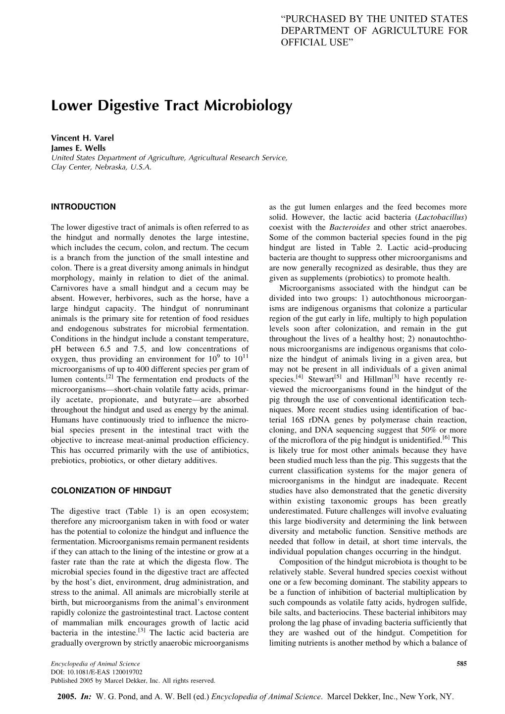 Lower Digestive Tract Microbiology L Vincent H