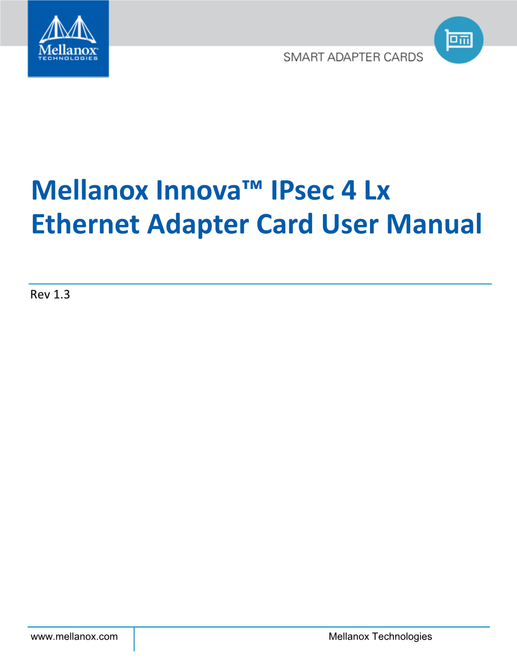 Mellanox Innova™ Ipsec 4 Lx Ethernet Adapter Card User Manual
