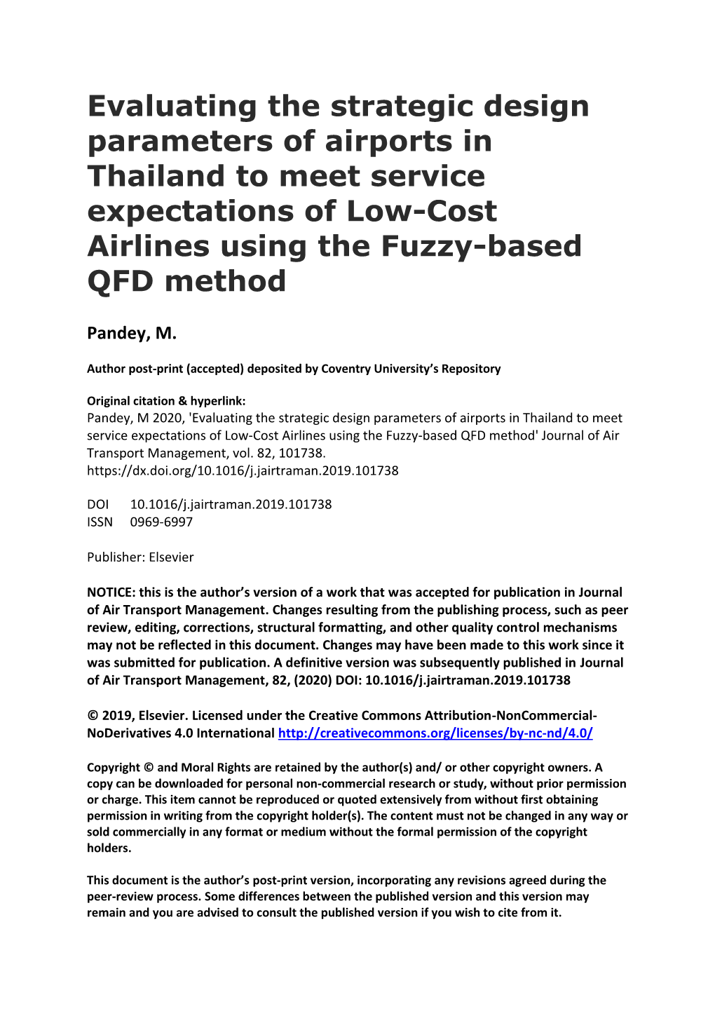 Evaluating the Strategic Design Parameters of Airports in Thailand to Meet Service Expectations of Low-Cost Airlines Using the Fuzzy-Based QFD Method