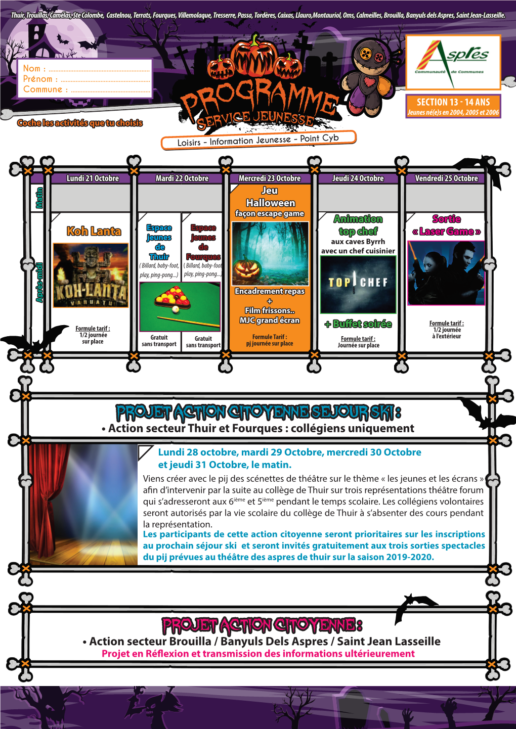 Projet Action Citoyenne Sejour Ski : • Action Secteur Thuir Et Fourques : Collégiens Uniquement