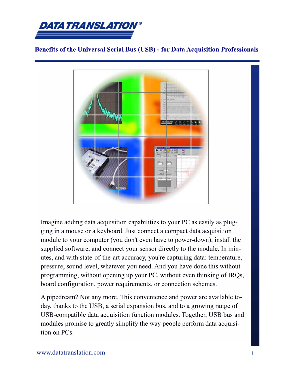 Benefits of the Universal Serial Bus (USB) for Data Acquisition