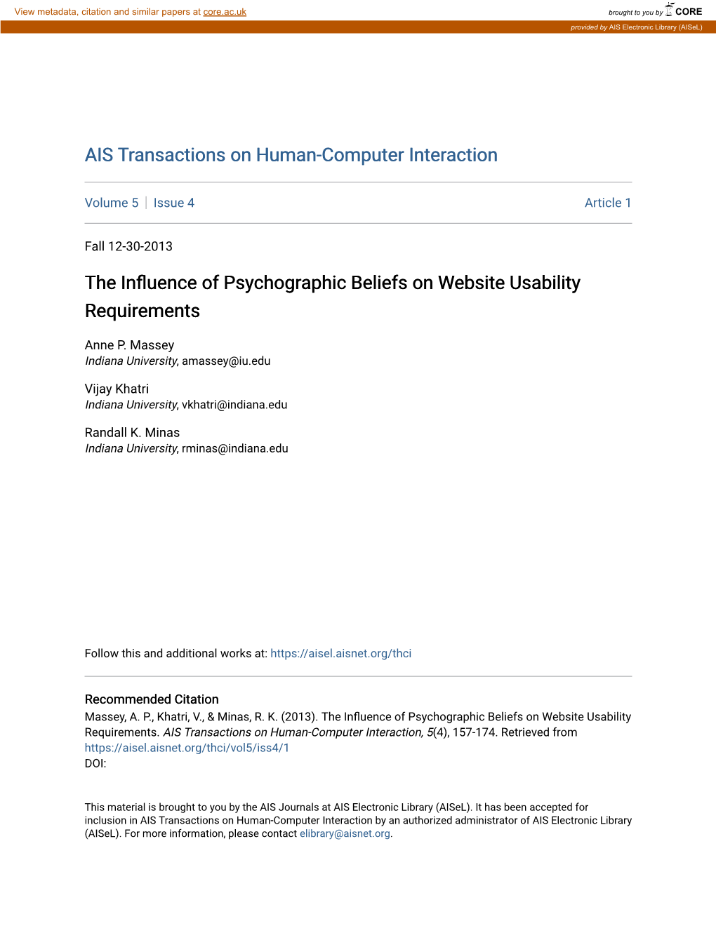 The Influence of Psychographic Beliefs on Website Usability Requirements