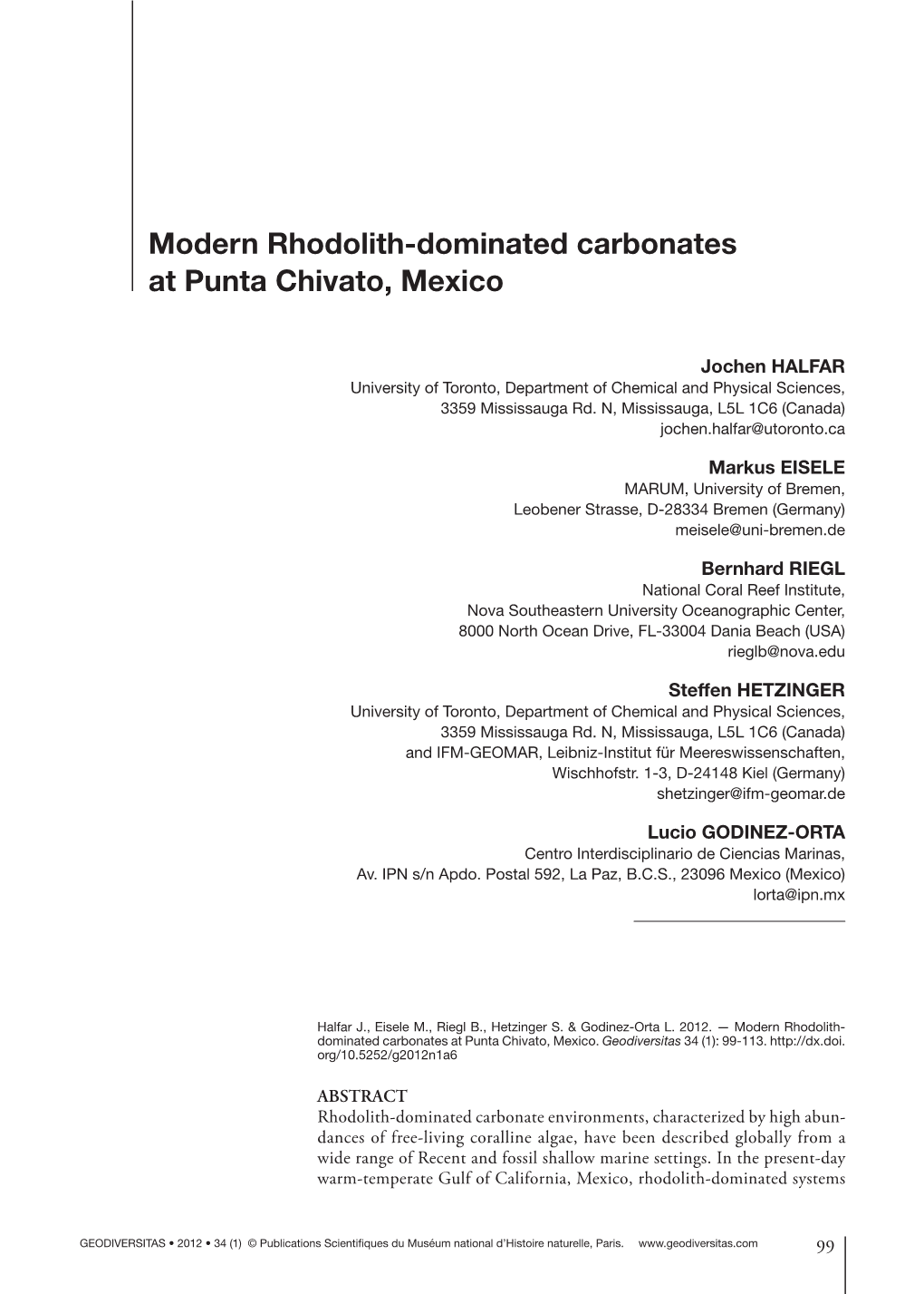 Modern Rhodolith-Dominated Carbonates at Punta Chivato, Mexico