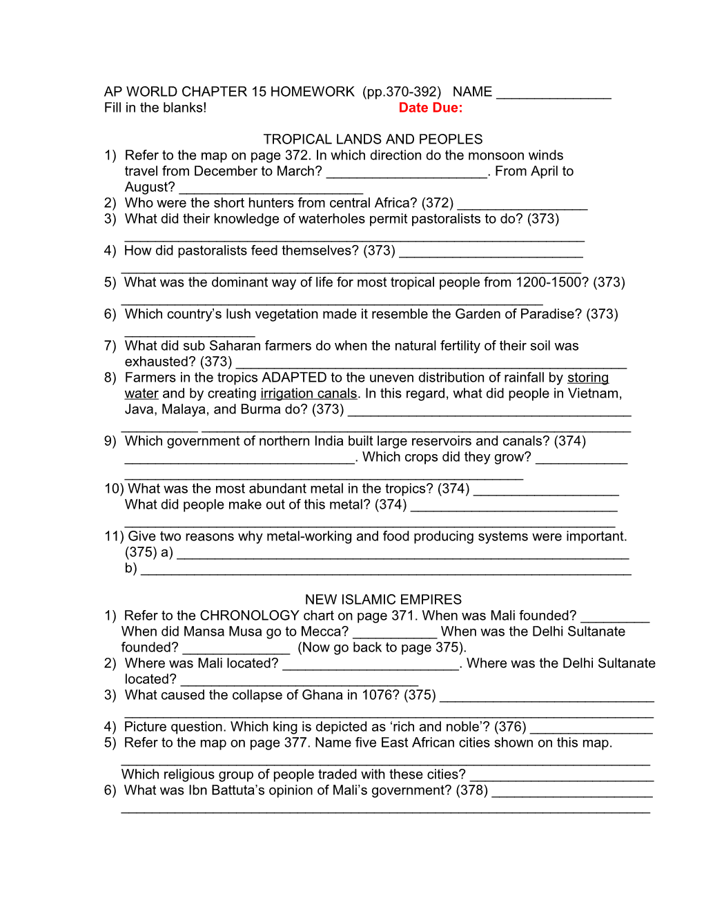 AP WORLD CHAPTER 15 HOMEWORK (Pp