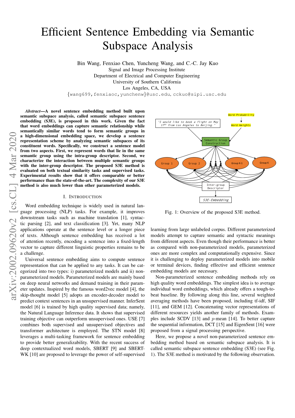 Efficient Sentence Embedding Via Semantic Subspace Analysis