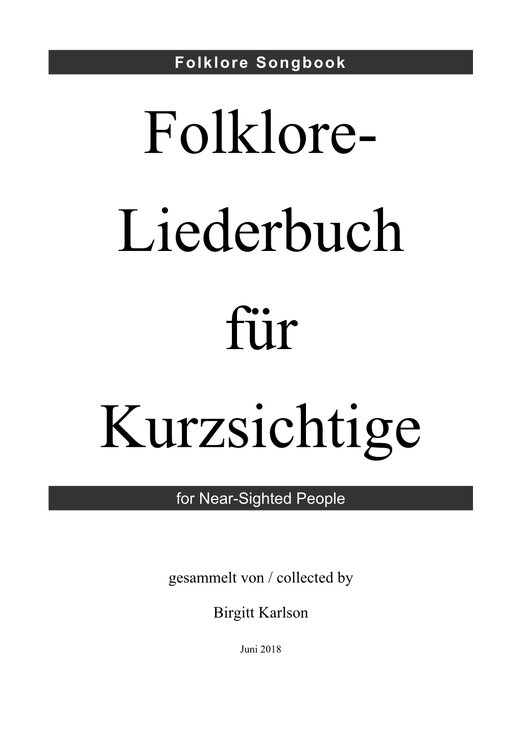 Liederbuch Für Kurzsichtige