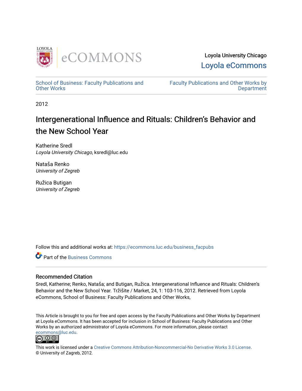 Intergenerational Influence and Rituals: Children’S Behavior and the New School Year