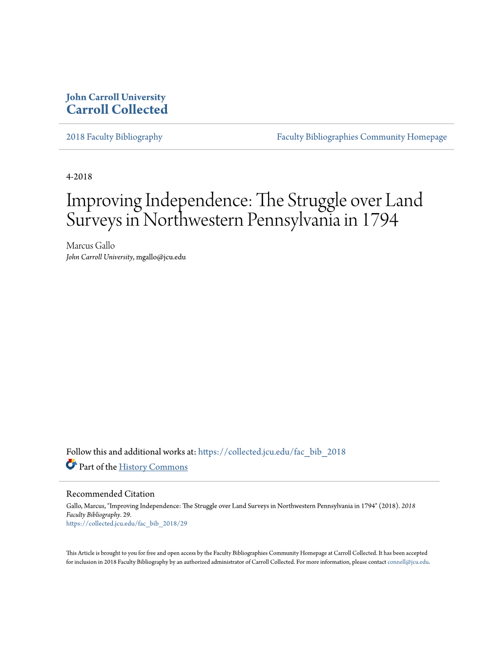 The Struggle Over Land Surveys in Northwestern Pennsylvania in 1794