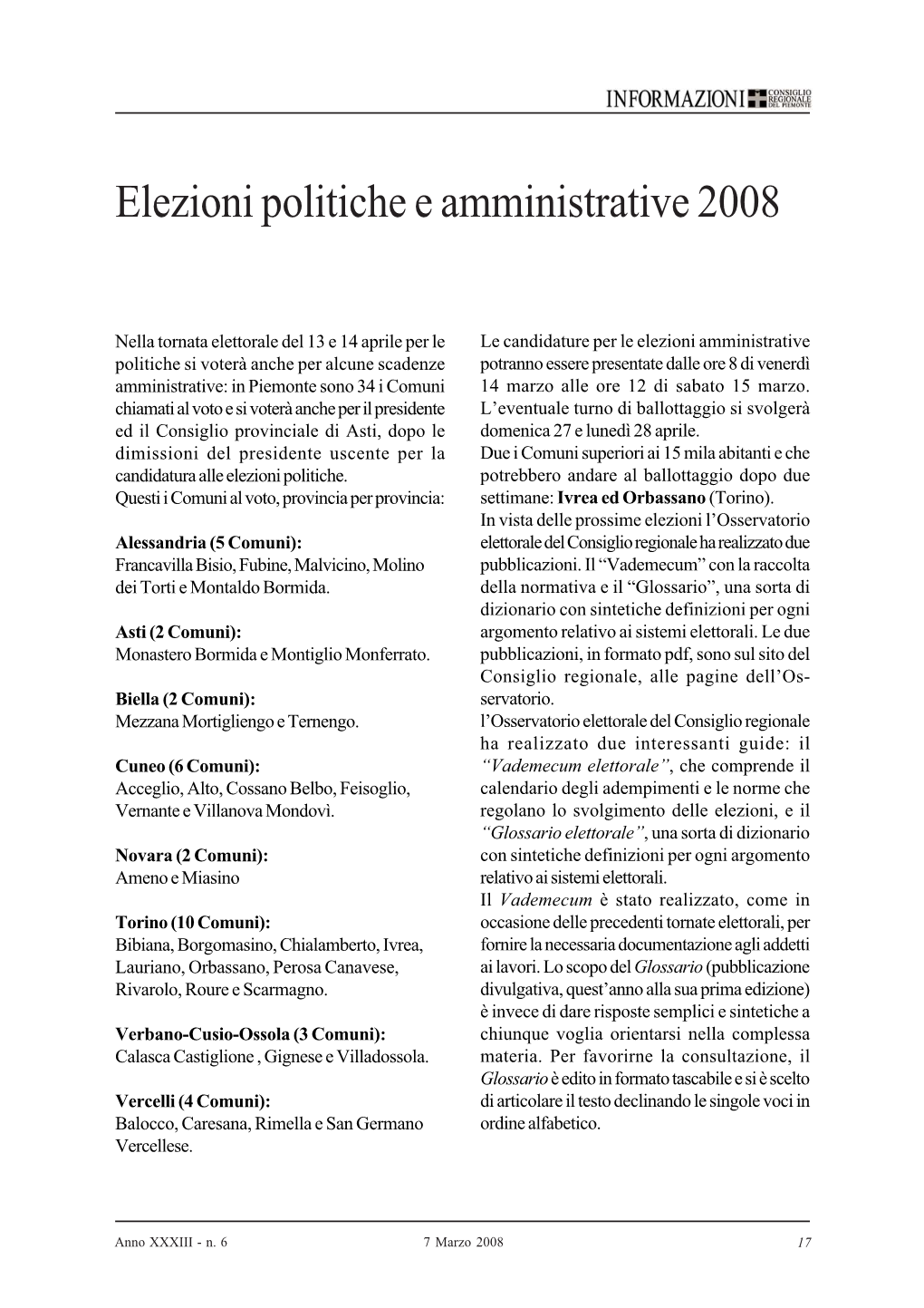 Elezioni Politiche E Amministrative 2008